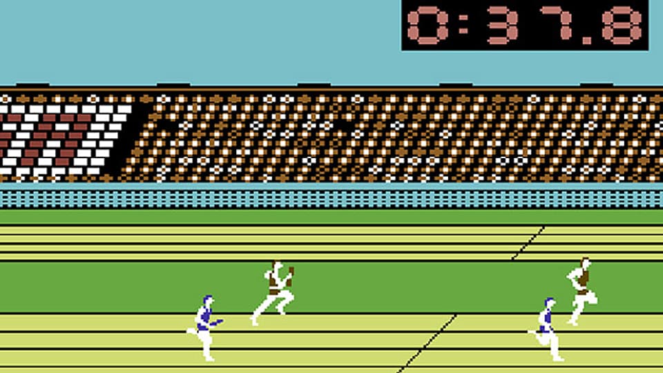 Ein Bildschirmfoto des Commodore-64-Games «Summer Games»
