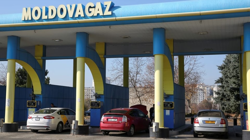 Eine Gas-Tankstelle des Energieunternehmens Moldovagaz in Moldawiens Hauptstadt Chisinau. 