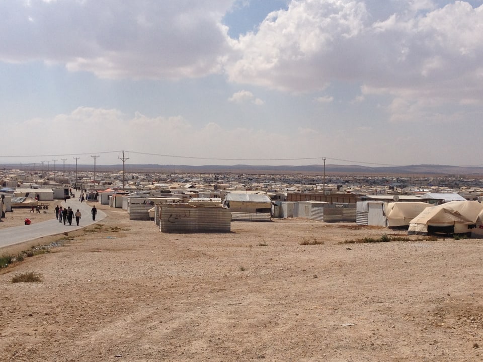 Das Flüchtlingscamp Zatari, 15 Kilometer von der syrischen Grenze entfernt. Hier haben rund 80'000 syrische Flüchtlinge Zuflucht gefunden.