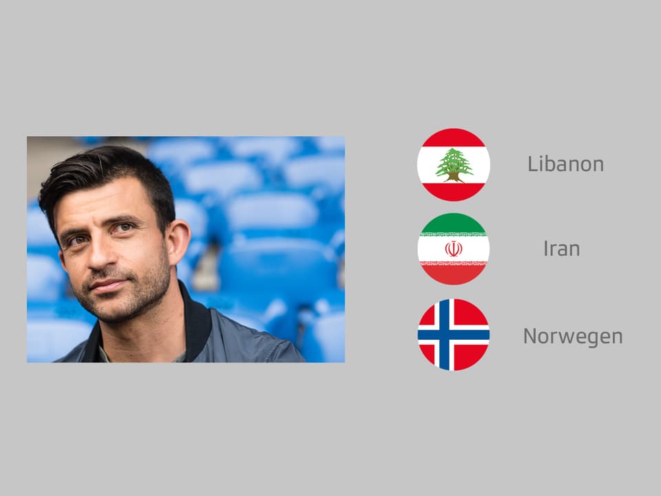 Die Flaggen von Libanon, Iran und Norwegen. 
