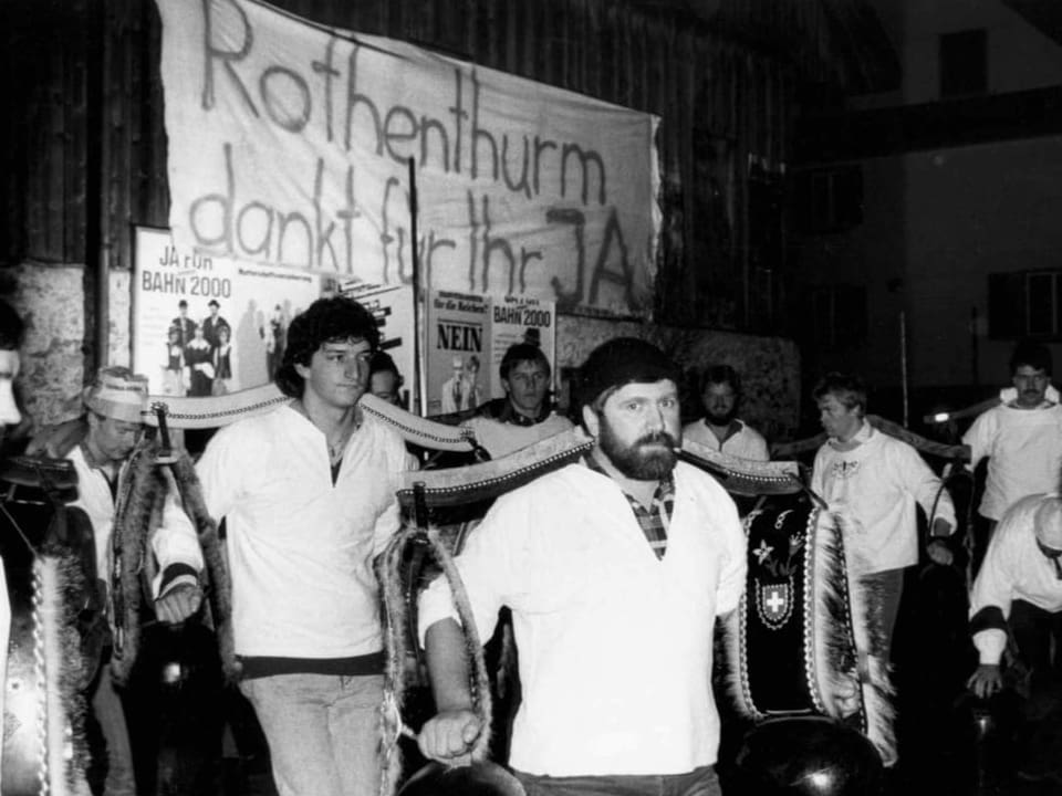 Feier der Abstimmungssieger der «Rothenthurm-Initiative» am 6. Dezember 1987