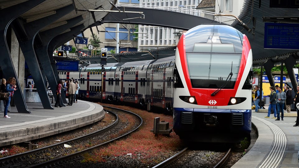 Ein Zug fährt ein im Bahnhof Zürich-Stadelhofen.