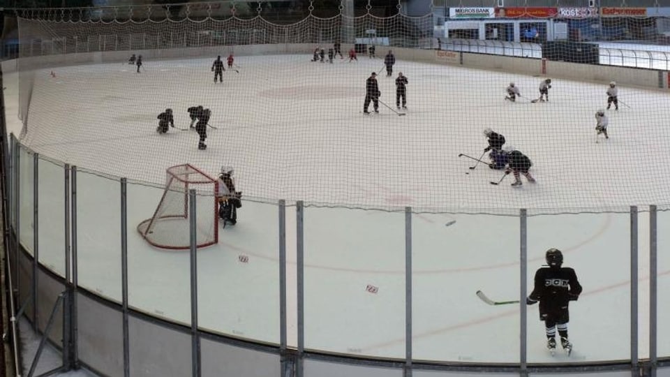 Kunsteisbahn Margarethen: Eisfeld mit Hockeypielern