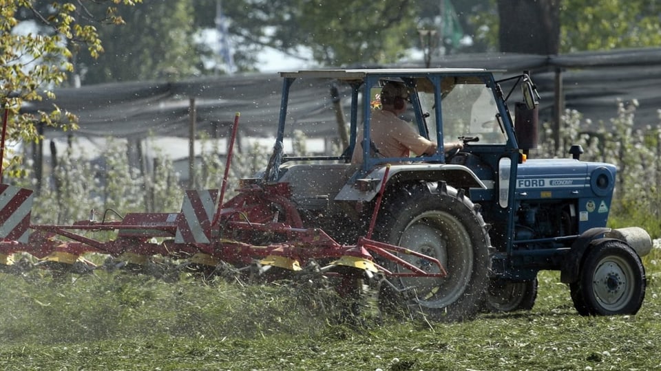 Bauer auf Traktor.