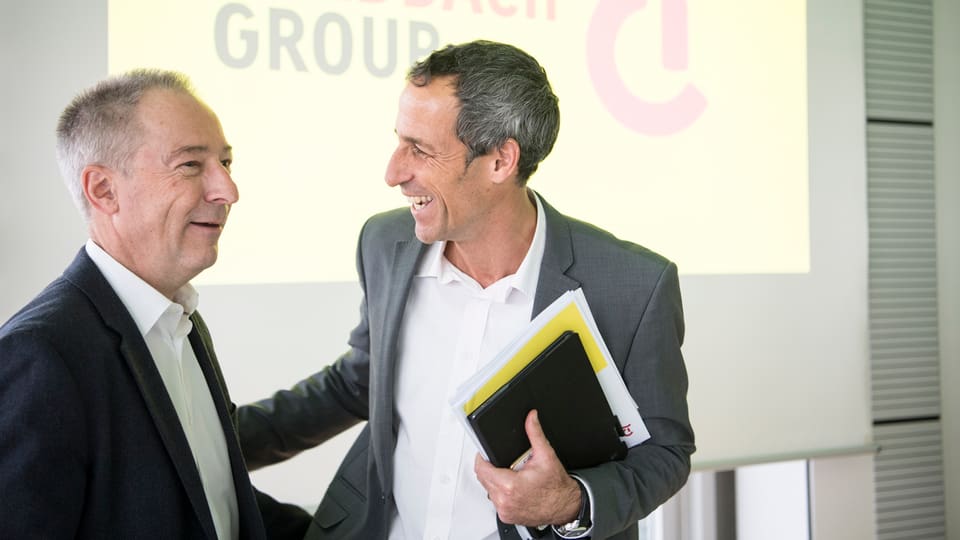 Tamedia-CEO Christoph Tonini (rechts) mit Jens Alder, Verwaltungsratspräsident der Goldbach Group.