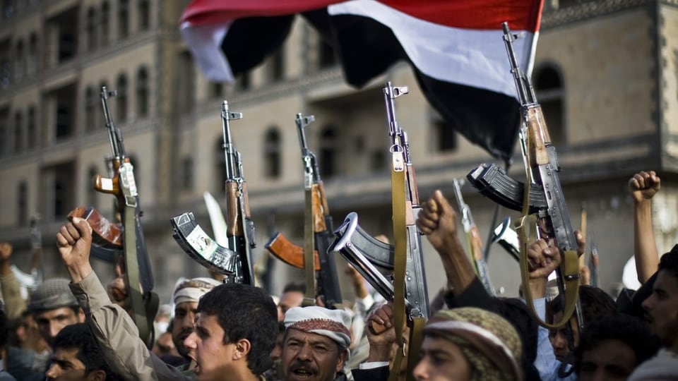 Huthi-Rebellen in Sanaa.