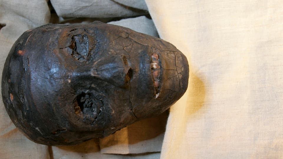 Der Kopf der Mumie des Pharaos.