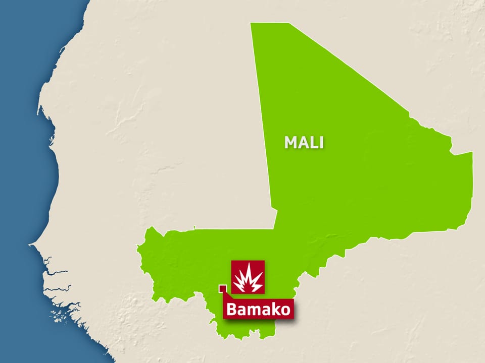 Karte, darauf eingezeichnet ist die Hauptstadt Bamako
