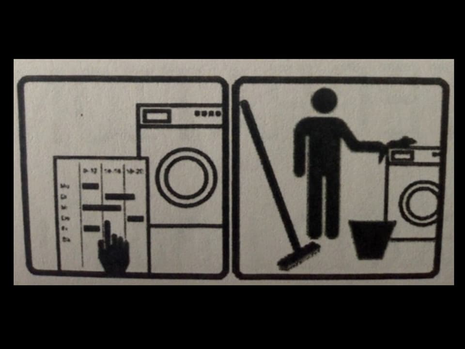 Piktogramm zeigt Regeln zur Waschkultur