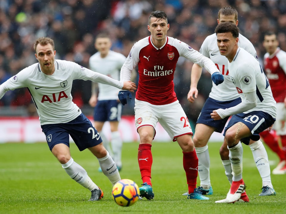 Arsenals Granit Xhaka im Spiel gegen Tottenham