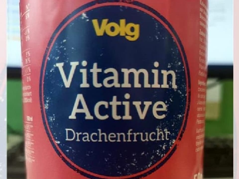 Etikette des Volg-Drinks Vitamin Active Drachenfrucht