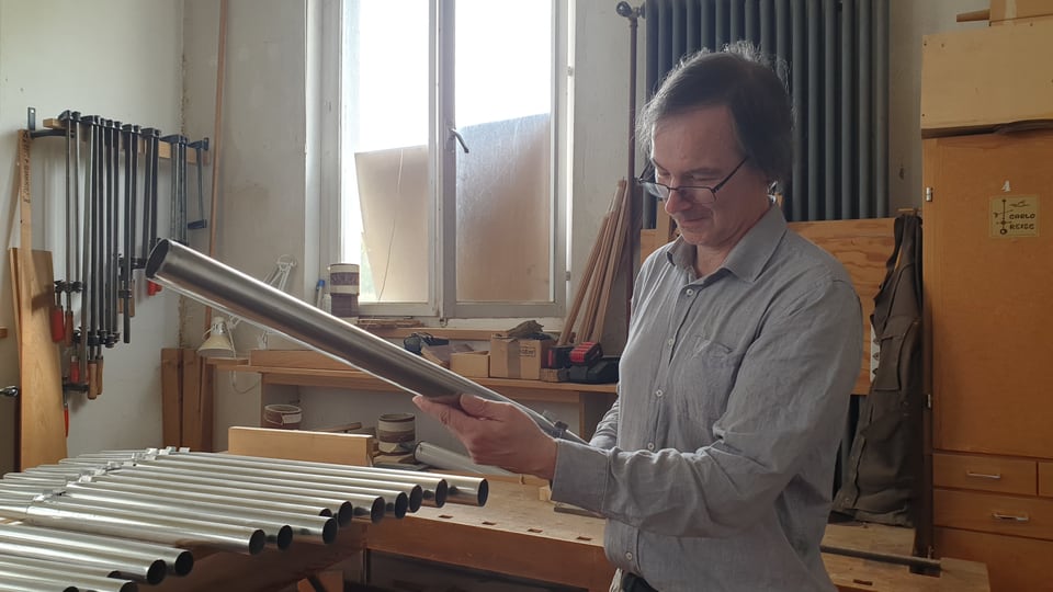 Anton Meier mit Orgelpfeiffe