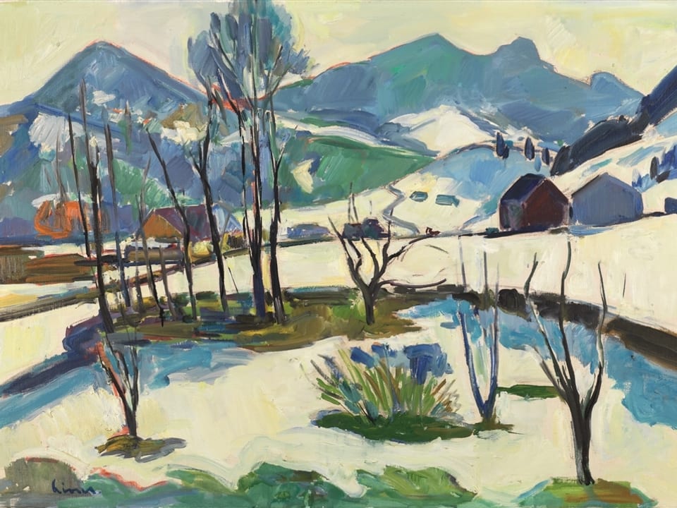 Ausblick aus dem Atelier | Winter, um 1960, Öl auf Leinwand