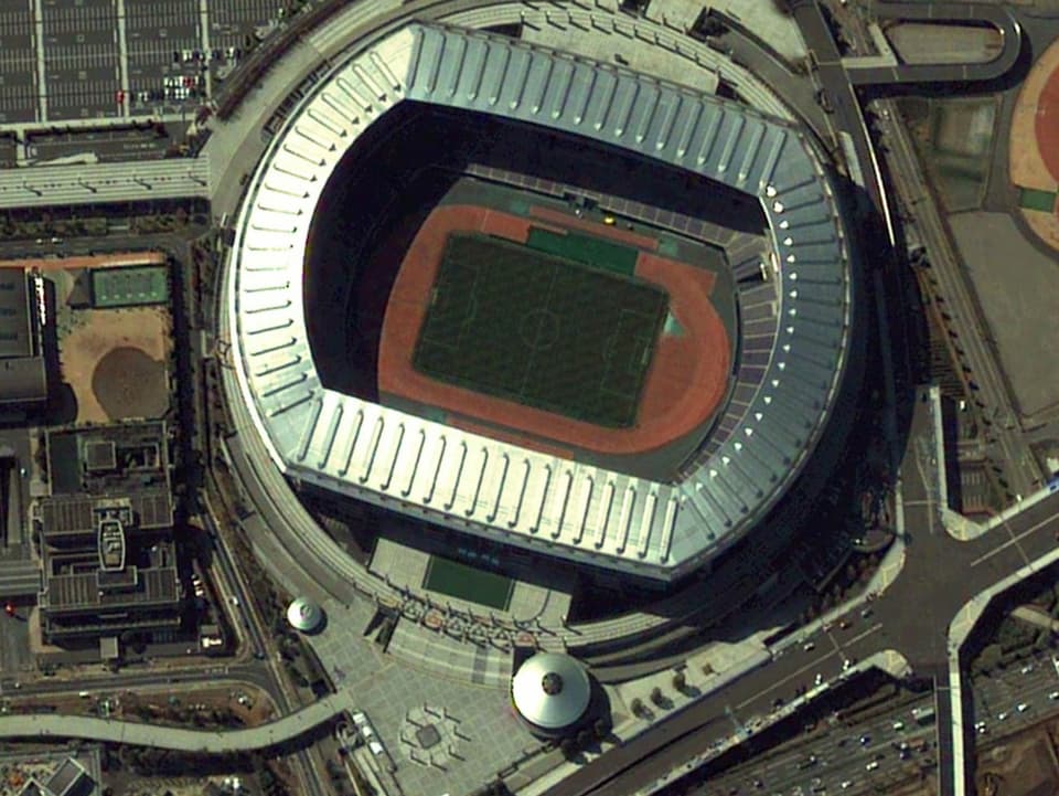 International Stadium in Yokahama aus der Vogelperspektive