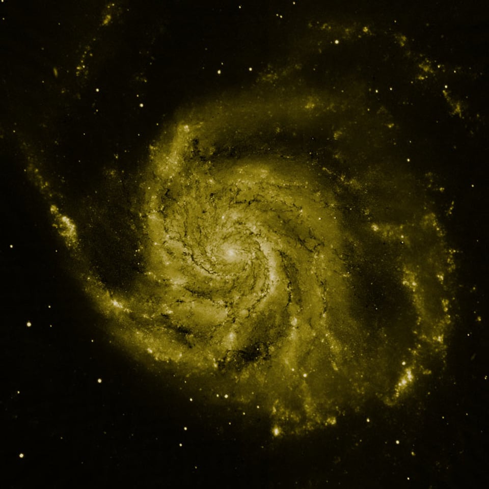 Gelb eingefärbtes Bild der Hubble-Aufnahme