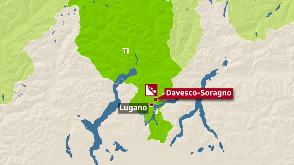Karte: Der Unglücksort Davesco-Saragno liegt wenige Kilometer nördlich von Lugano. 