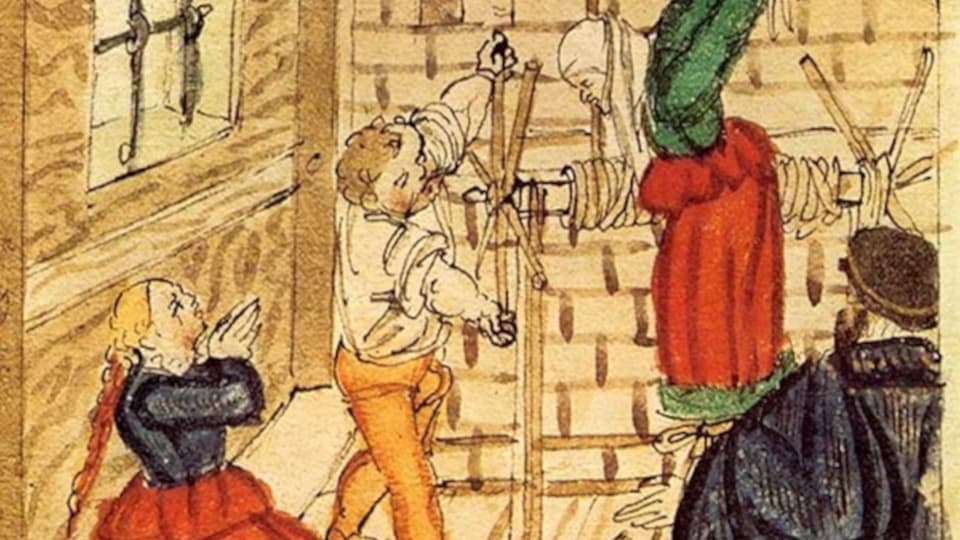Alte Illustration Frau wird gefoltert