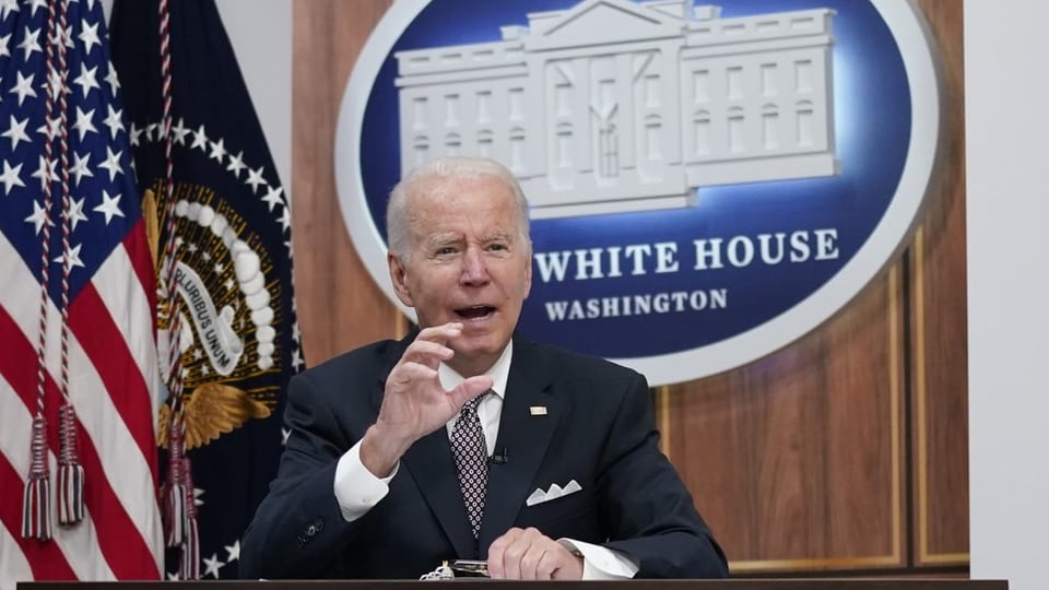 Joe Biden hält eine Ansprache im Weissen Haus