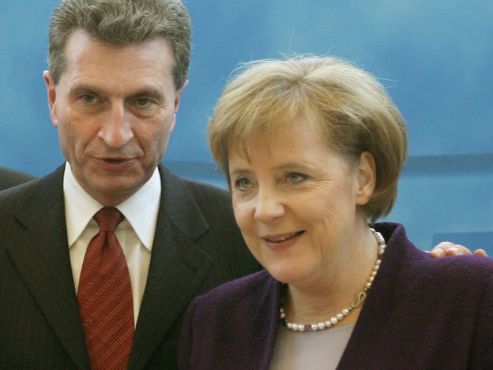 Günther Oettinger und Angela Merkel.