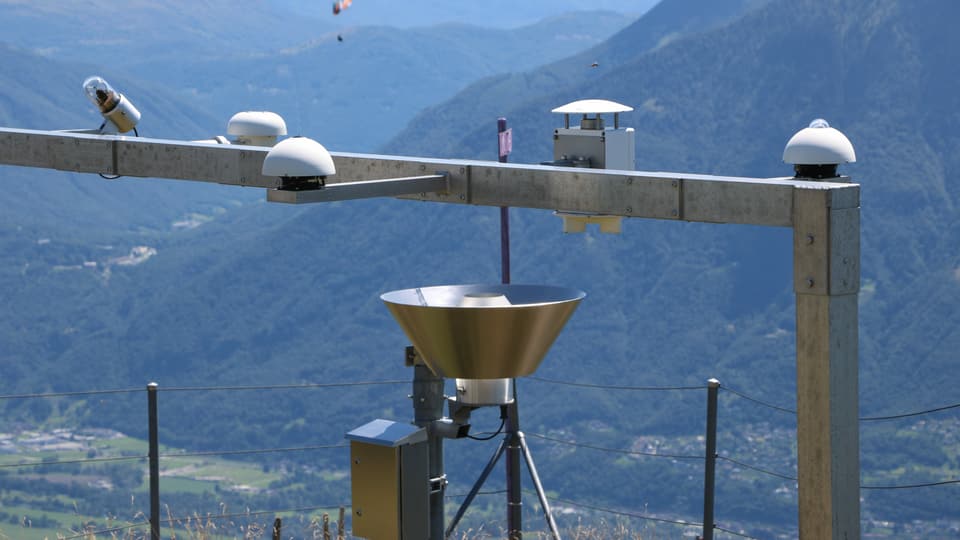 Blick auf die automatische Wetterstation des staatlichen Wetterdienstes.