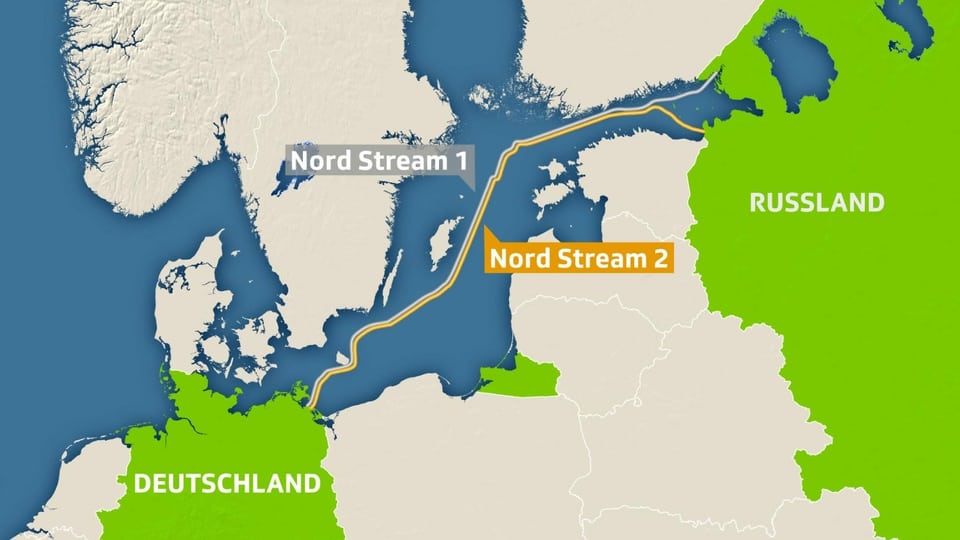 Karte der Nord Stream 2. 