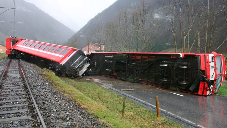 Appenzeller Bahn Entgleister Zug.