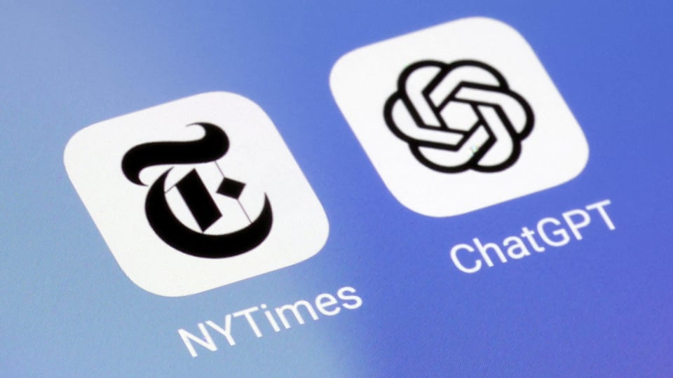 Zwei Ikons von APPs nebeneinander: New York Times und ChatGPT