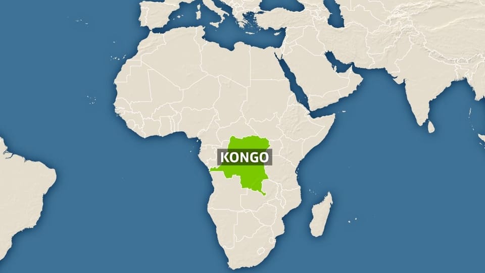 Karte von Afrika, zentralafrikanischer Staat Kongo markiert. 