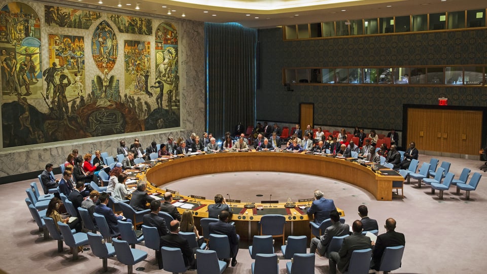Blick in den vollbesetzten UNO-Sicherheitsrat