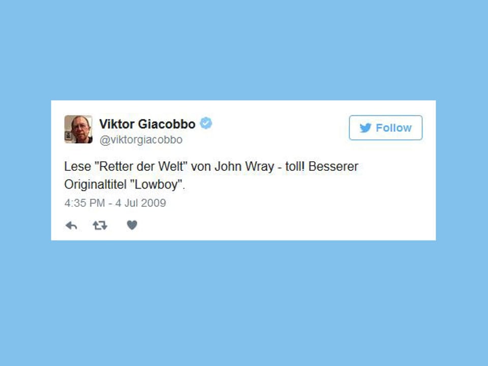 Erster Tweet von Viktor Giacobbo.