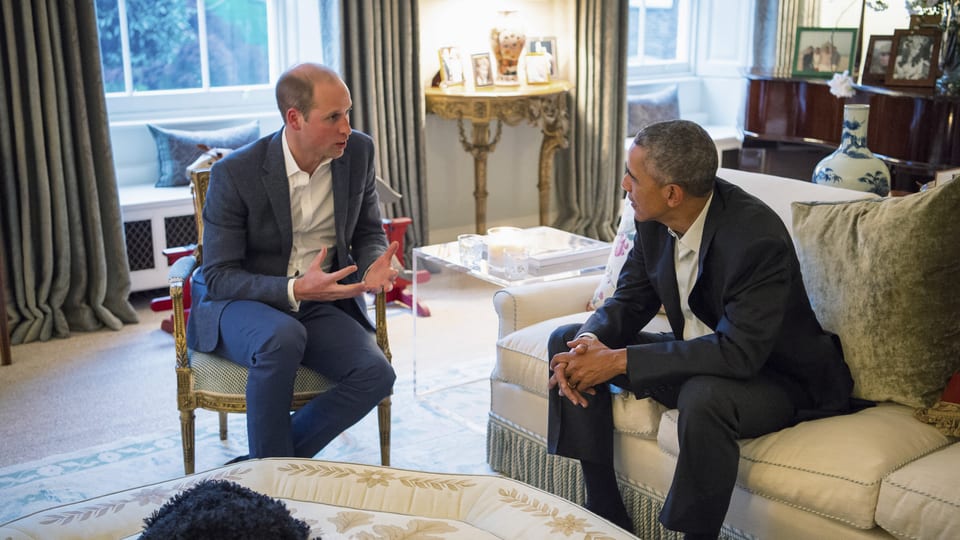Prinz William und Präsident Obama im Gespräch.