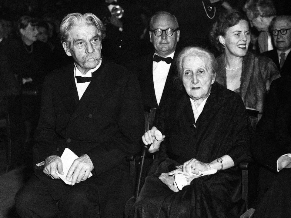 Träger des Friedensnobelpreises: Albert Schweizer bei der Verleihung des Friedensnobelpreises im Jahr 1954.