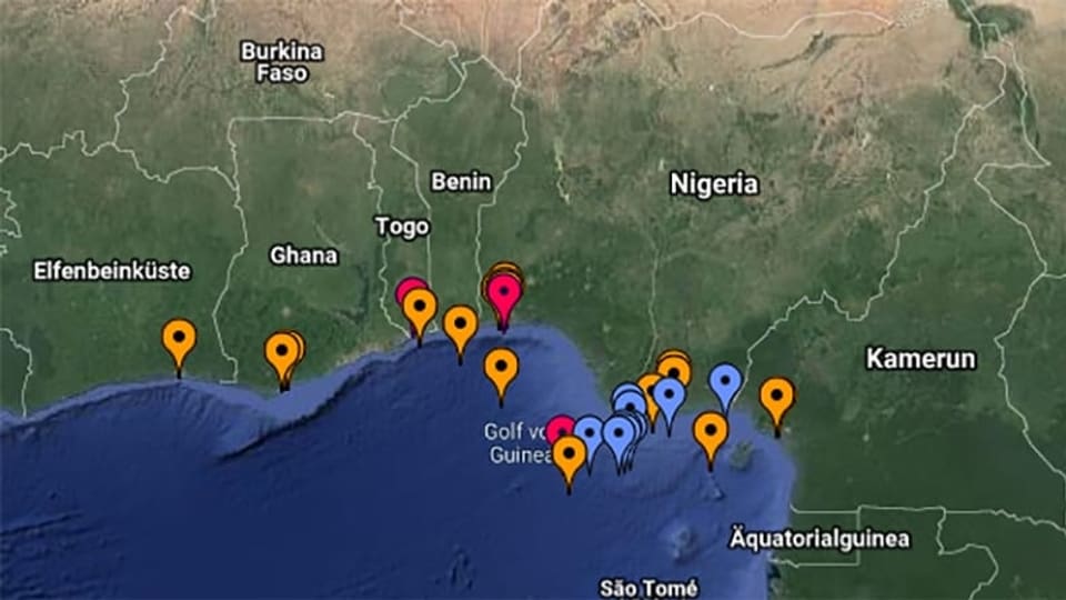 Karte von der westafrikanischen Küste