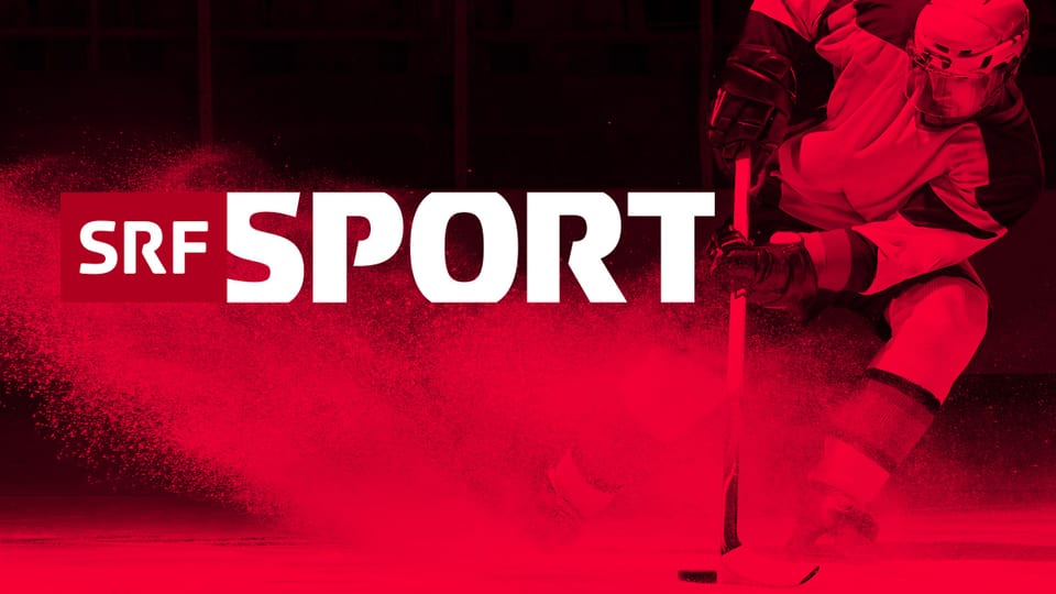 SRF Sport Logo mit Eishockey-Spieler in Bewegung