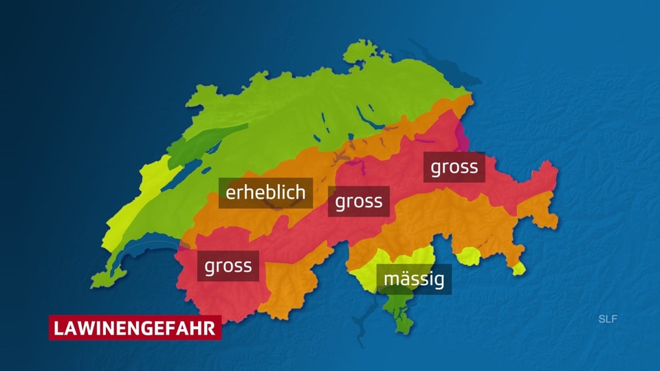 Schweizer Karte, Alpenhauptkamm rot eingefärbt.