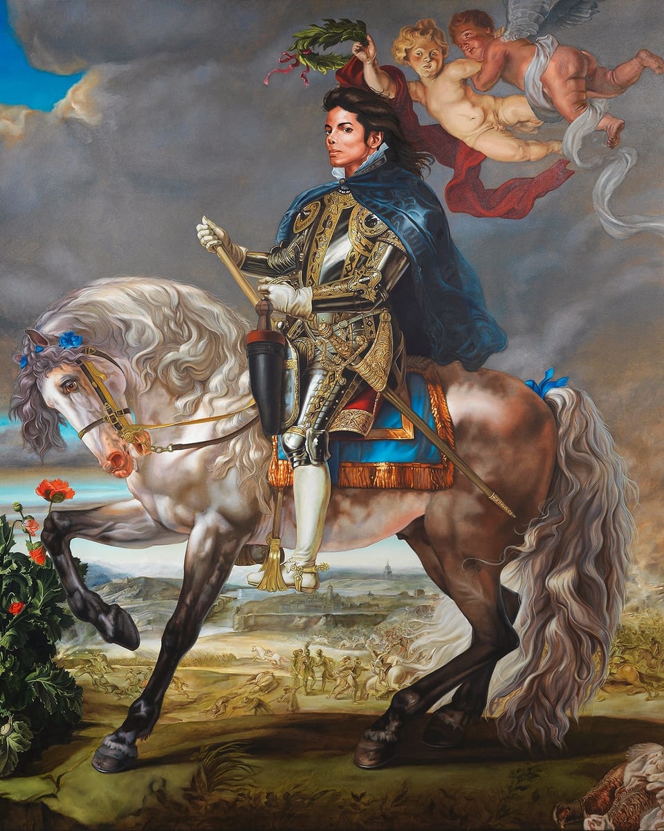 Michael Jackson auf einem Pferd. Viel Pomp.