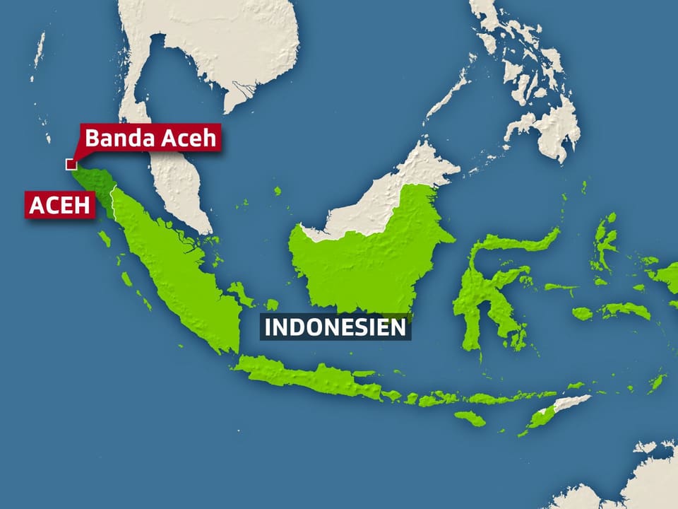 Karte Indonesien mit der Stadt Banda Aceh