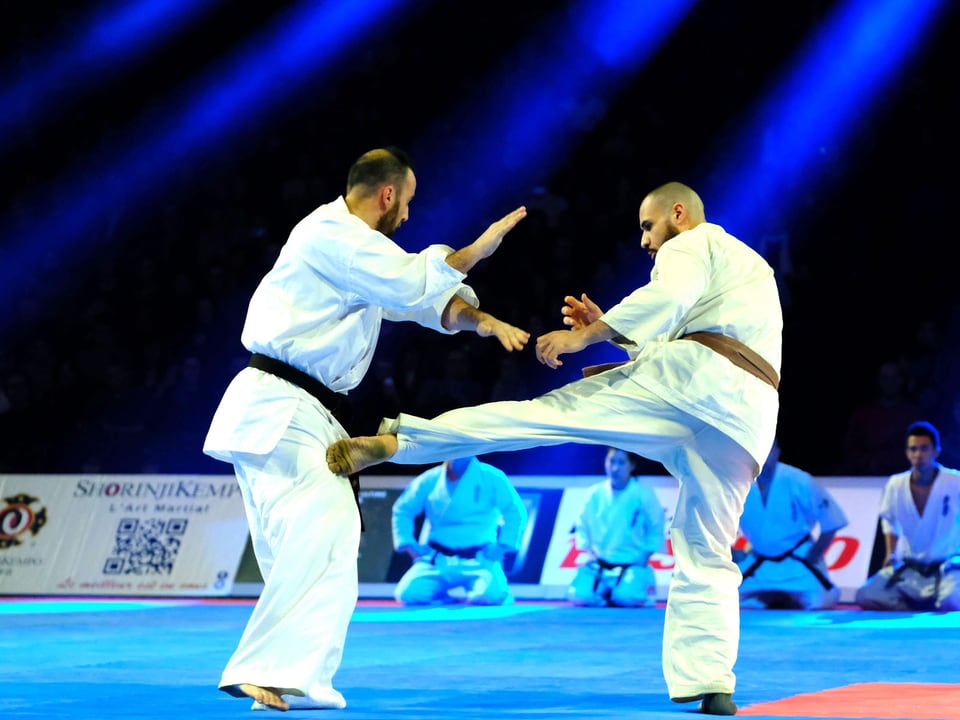 Ein Karate-Showkampf in Paris.