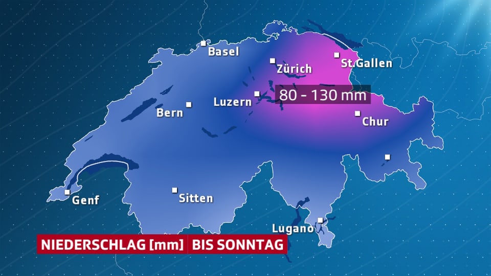 Die Nordostschweiz wird am stärksten betroffen sein. Innerhalb von drei Tagen soll die Regenmenge eines Monats fallen.