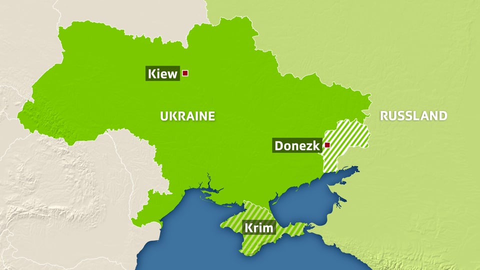 Karte Ukraine und Russland.