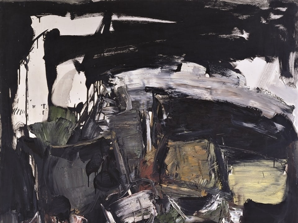 Komposition Schwarz | Weiss | Gelb (Eccesia), 1962, Öl auf Leinwand