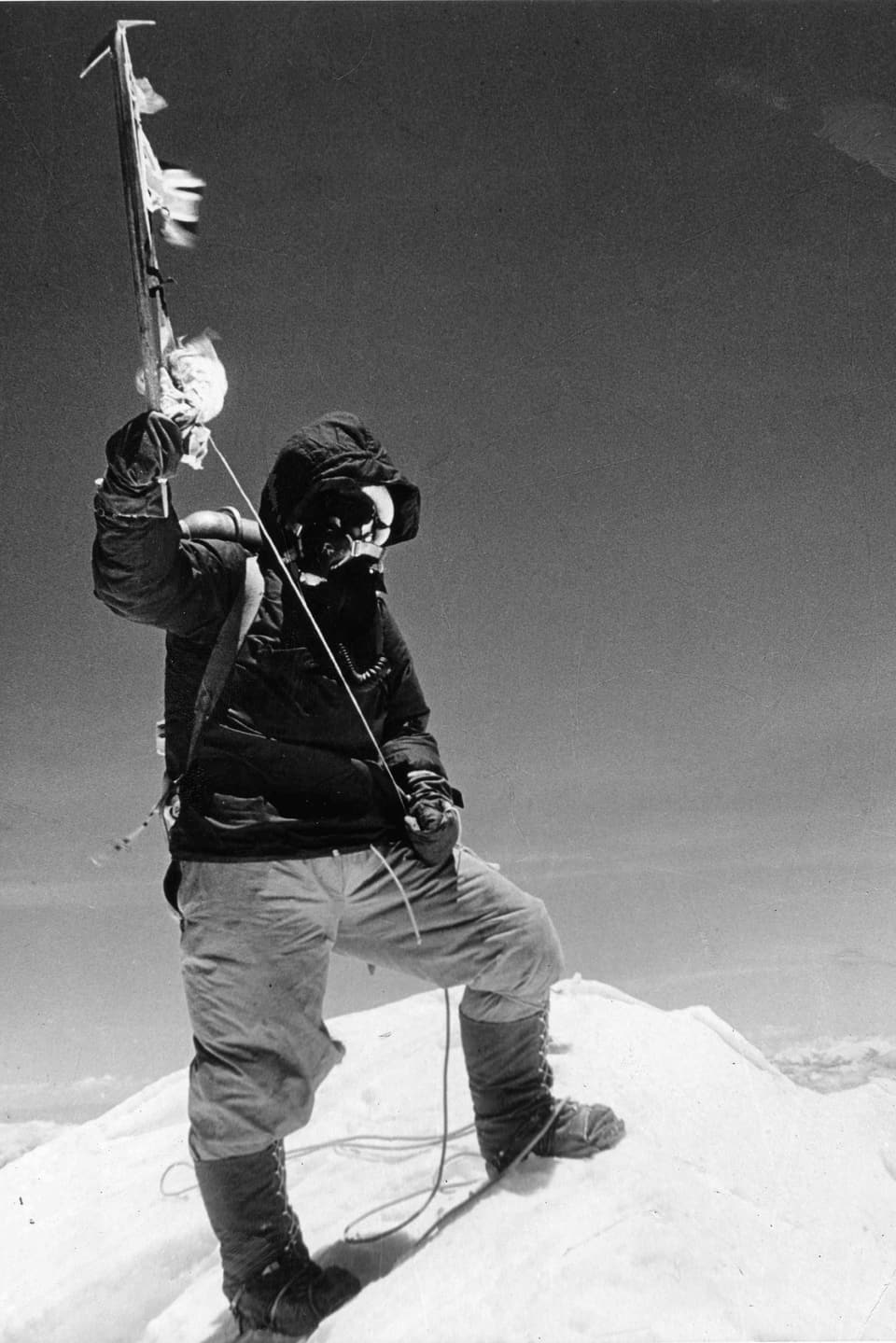 Tenzing Norgay auf dem Mount Everest.