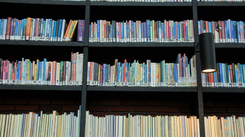 Büchergestell in einer Bibliothek