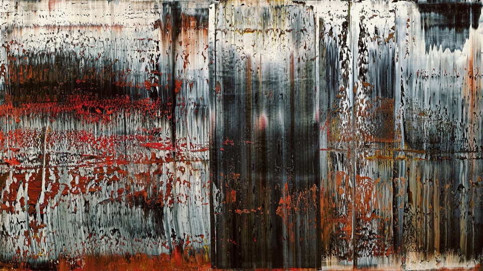 Rote, Blaue und Graue Farbspritzer