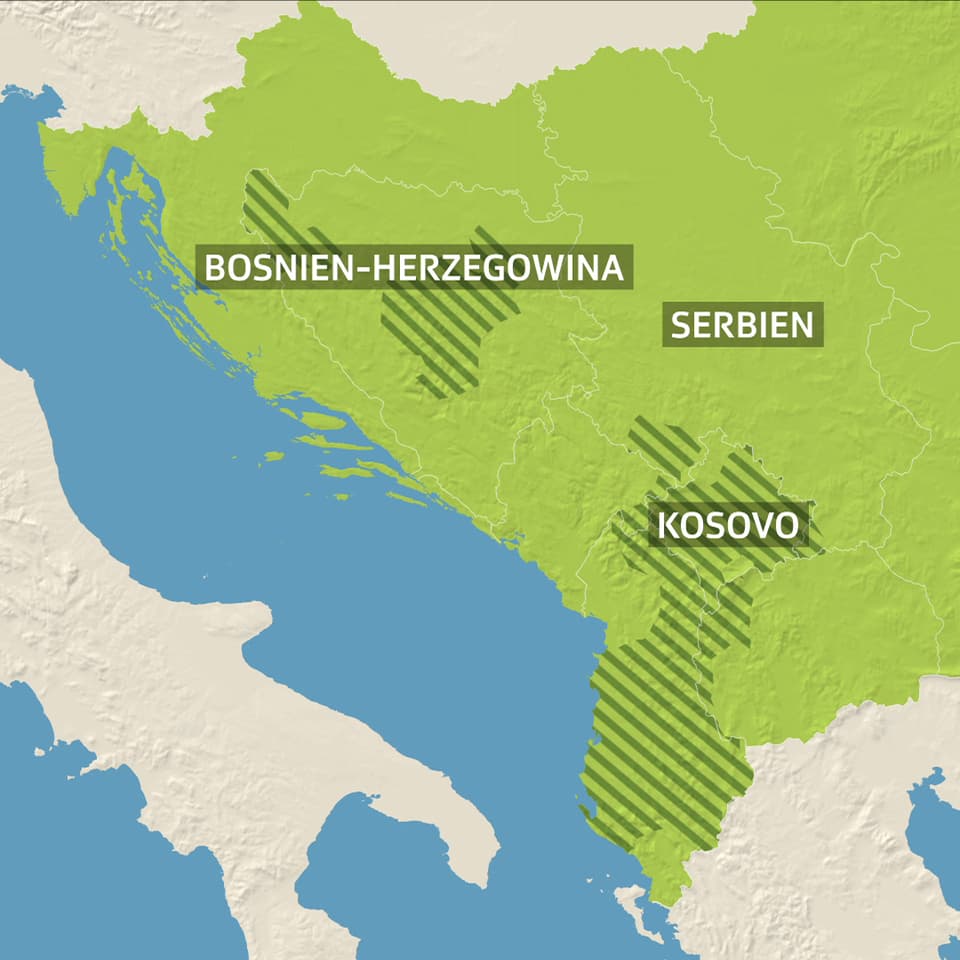 Regionen mit muslimischer Bevölkerungsmehrheit auf Balkan.
