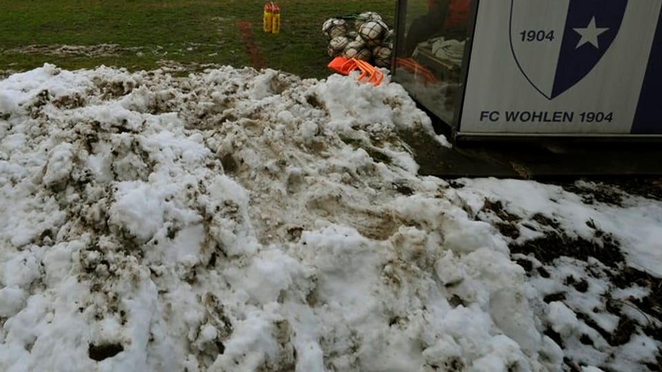 Das Stadion des FC Wohlens leidet unter dem harten Winter. 
