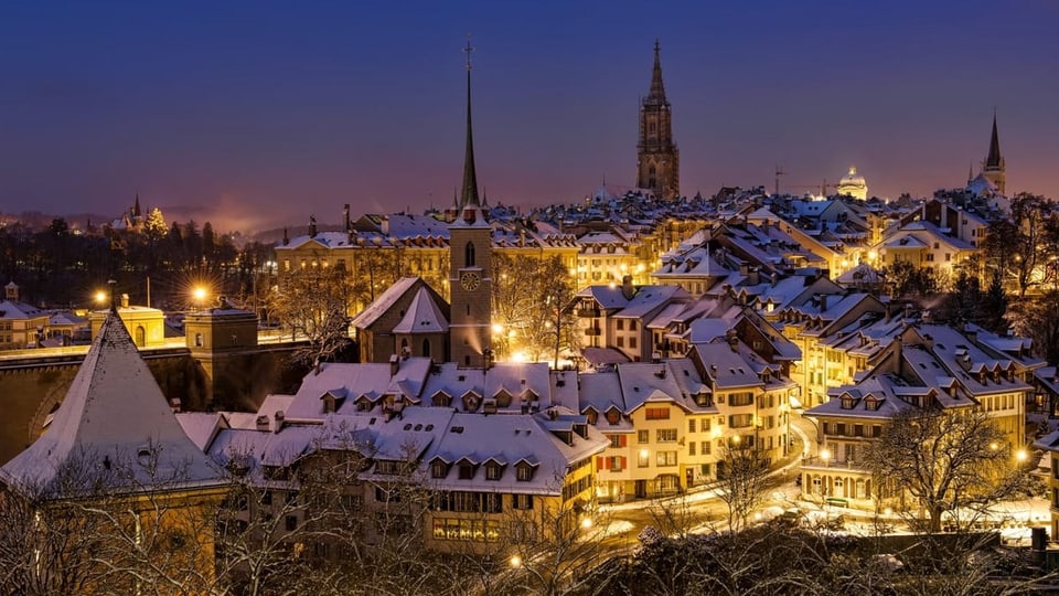 Stadt Bern im Winterkleid.