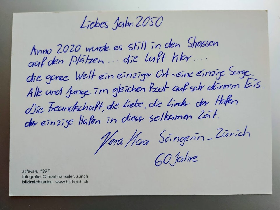 Postkarte von Vera Kaa (60), Sängerin aus Zürich.