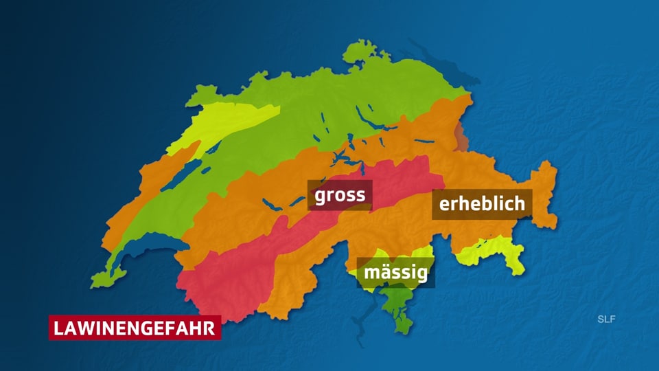 Lawinengefahr für Montag (Ausgabe: Montag 8 Uhr) Lawinengefahren Karte