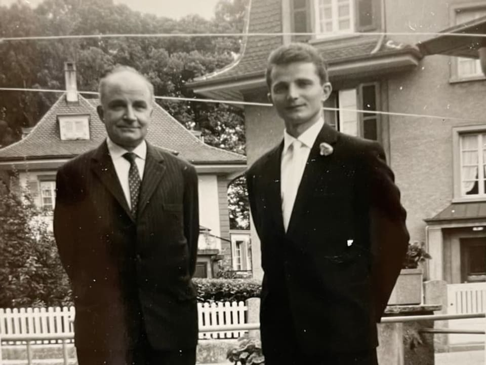 Friedrich Beéry mit seinem Schweizer Gastvater Dr. Vontobel. 
